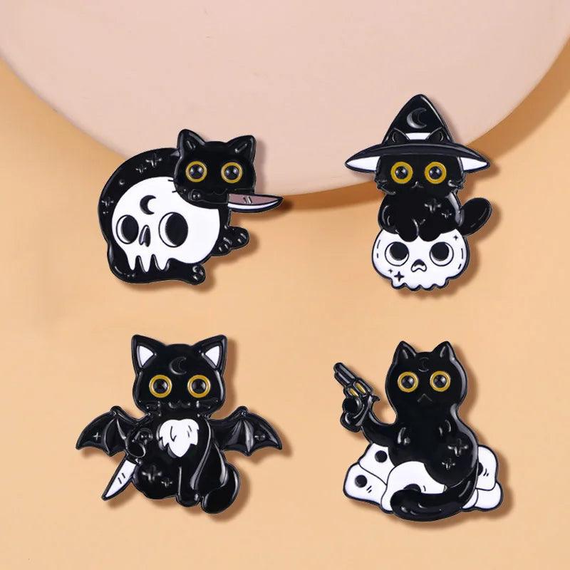 Cute Cat and skull - The pin shop