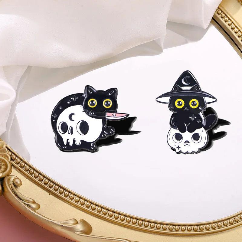 Cute Cat and skull - The pin shop