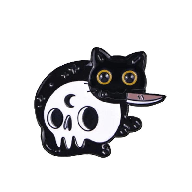 Cute Cat and skull - The pin shop