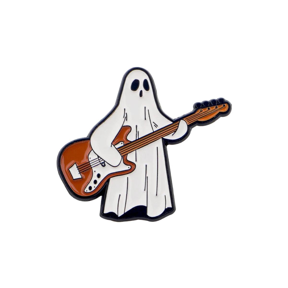 Ghost Playing Guitar Enamel Pin - The pin shop