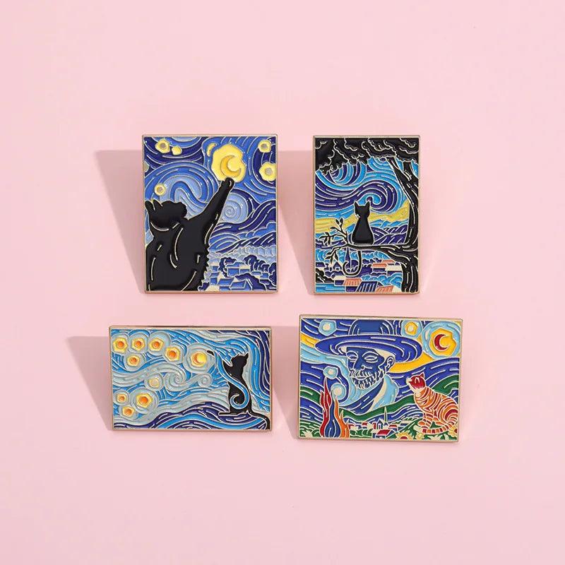 Starry Night Cats Enamel Pins - The pin shop