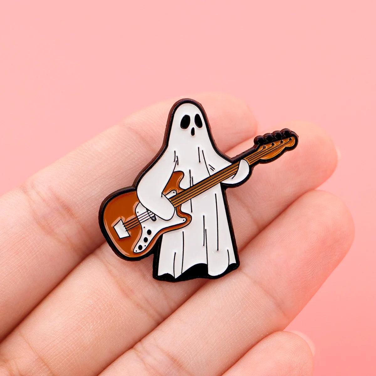 Ghost Playing Guitar Enamel Pin - The pin shop