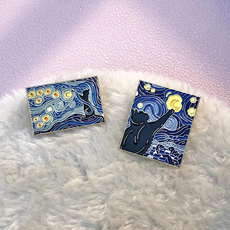 Starry Night Cats Enamel Pins - The pin shop