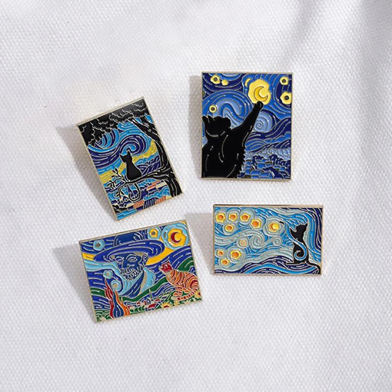 Starry Night Cats Enamel Pins - The pin shop