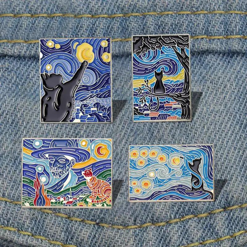 Starry Night Cats Enamel Pins - The pin shop